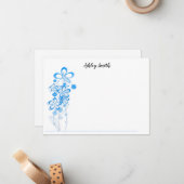 Flat Note Kaart-Flowers Notitiekaartje (Voorkant / Achterkant in situ)