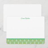 Flat Note Kaart-Green Floral Notitiekaartje (Voorkant / Achterkant)