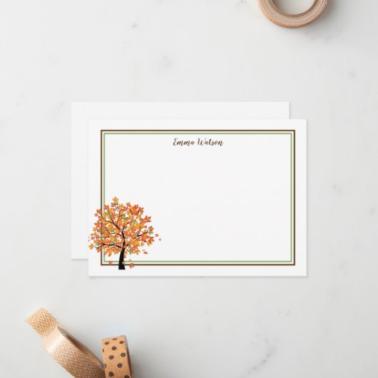 Flat Note Kaart-herfst Notitiekaartje (Voorkant / Achterkant in situ)