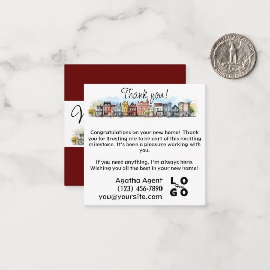 Flat Note-kaart Notitiekaartje (Voorkant / Achterkant in situ)