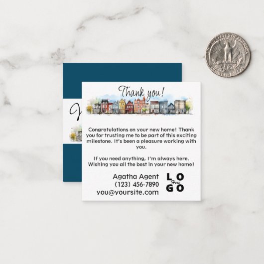 Flat Note-kaart Notitiekaartje (Voorkant / Achterkant in situ)