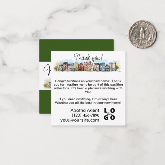 Flat Note-kaart Notitiekaartje (Voorkant / Achterkant in situ)