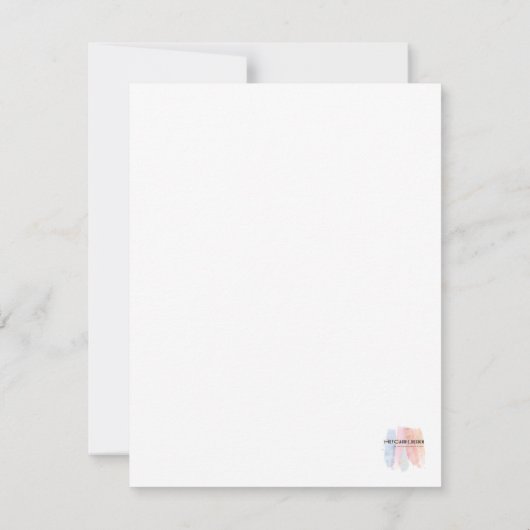 Flat Note Kaart Roos Waterverf en inkt Notitiekaartje (Achterkant)