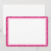 Flat Note Kaart-roze Glitter Border Notitiekaartje (Voorkant / Achterkant)
