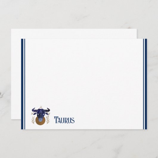 Flat Note Kaart-Taurus Notitiekaartje (Voorkant / Achterkant)