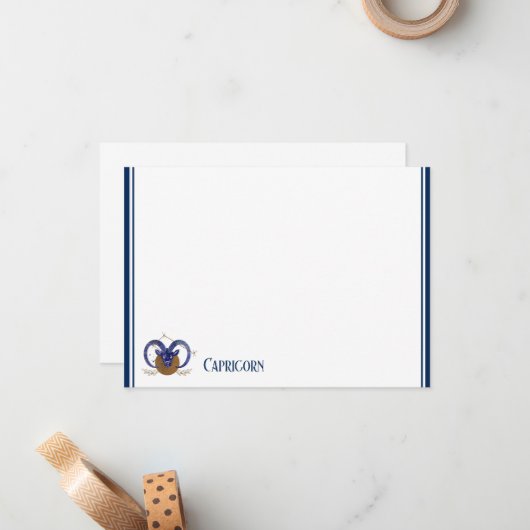 Flat Note Kaart-Zodiac Capricorn Notitiekaartje (Voorkant / Achterkant in situ)