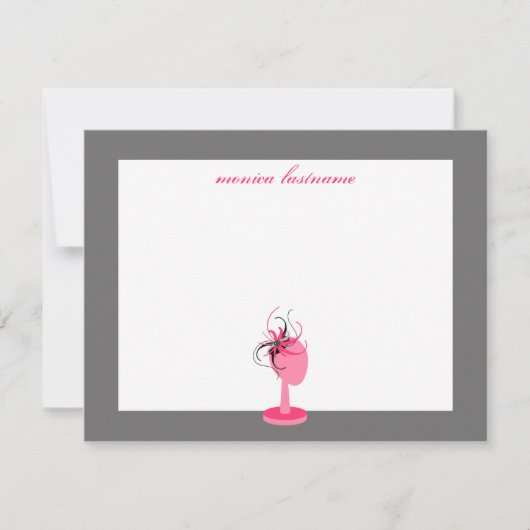 Flat Notecard - Roze en zwarte fascinator Notitiekaartje (Voorkant)