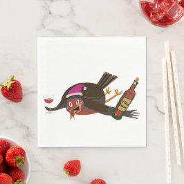 Flat Out Christmas Robin on paper napkins Servet