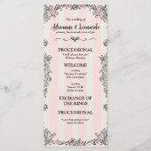 Flat Paris Chic Roze Strepen Wedding Programmakaart (Voorkant)