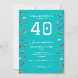 Flat Party Invitation - Iconische 90's retro fun b Kaart