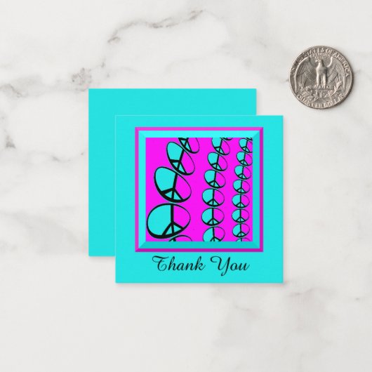 Flat Peace Signs Thank You Cards Notitiekaartje (Voorkant / Achterkant in situ)