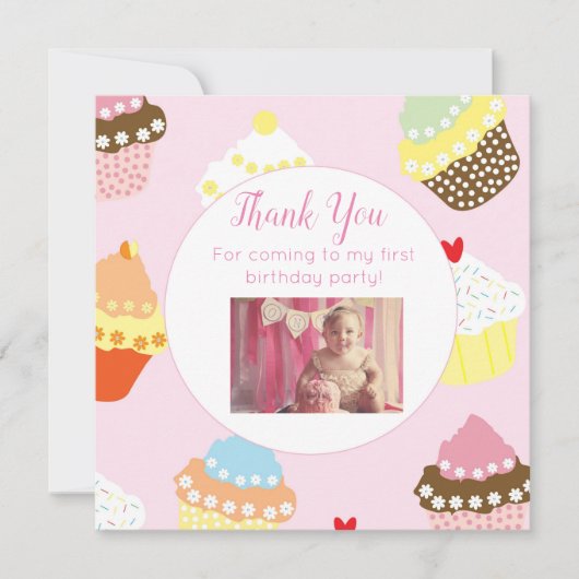 Flat Photo Birthday Hartelijk dank voor uw kaart m (Voorkant)