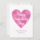 Flat Pink Happy Valentine's Day Feestdagenkaart (Voorkant)