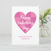 Flat Pink Happy Valentine's Day Feestdagenkaart (Staand voorkant)