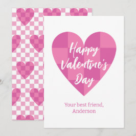 Flat Pink Happy Valentine's Day Feestdagenkaart