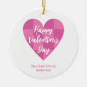 Flat Pink Happy Valentine's Day Keramisch Ornament (Voorkant)