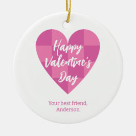Flat Pink Happy Valentine's Day Keramisch Ornament