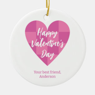 Flat Pink Happy Valentine's Day Keramisch Ornament