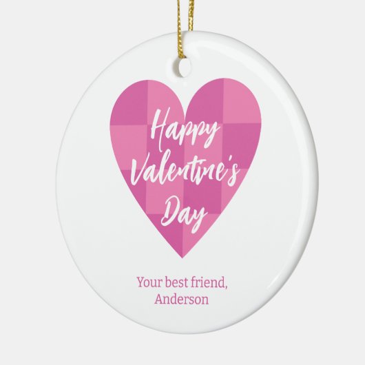 Flat Pink Happy Valentine's Day Keramisch Ornament (Links)