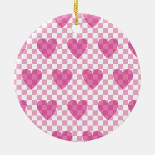 Flat Pink Happy Valentine's Day Keramisch Ornament (Achterkant)