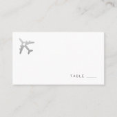 Flat Place Card met Silver Travel Theme Airplane Plaatskaartje (Voorkant)