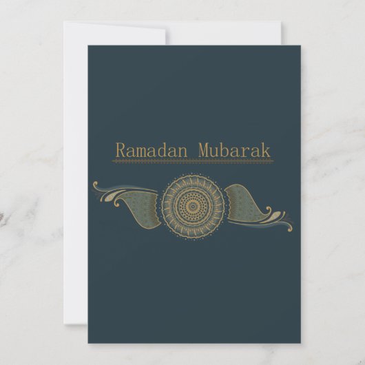 Flat Ramadan Mubarak Card Forest Green & Gold Feestdagenkaart (Voorkant)