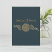 Flat Ramadan Mubarak Card Forest Green & Gold Feestdagenkaart (Staand voorkant)