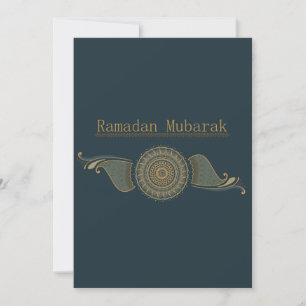 Flat Ramadan Mubarak Card Forest Green & Gold Feestdagenkaart