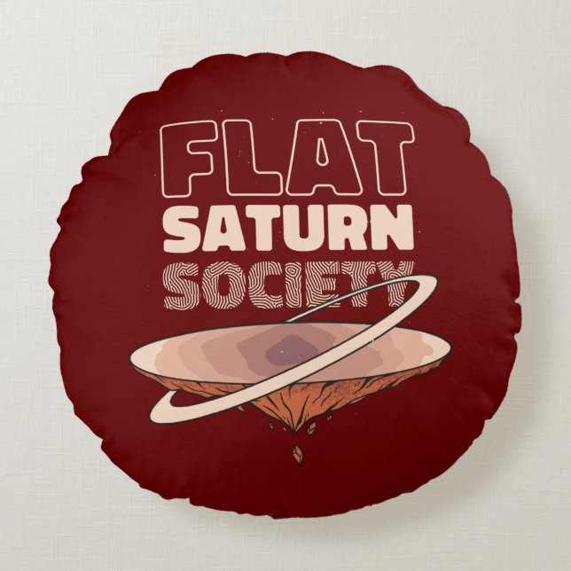 Flat Saturn Society - Science Design Rond Kussen (Voorkant)