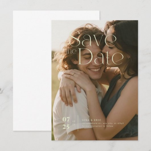 Flat Save The Date Card (Voorkant / Achterkant)