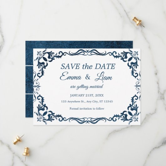 Flat Save The Date Card (Voorkant / Achterkant in situ)