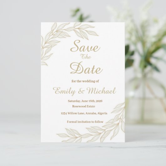 Flat Save The Date Card (Staand voorkant)