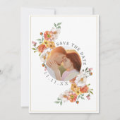 Flat Save The Date Kaart Aangepaste foto floral (Voorkant)