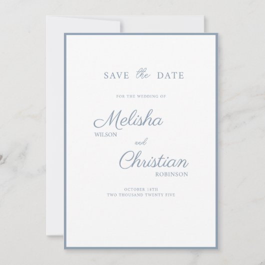 Flat Save The Date kaart voor een bruiloft. (Voorkant)