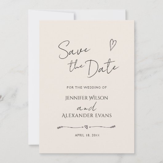 Flat Save The Date kaart voor een bruiloft. (Voorkant)