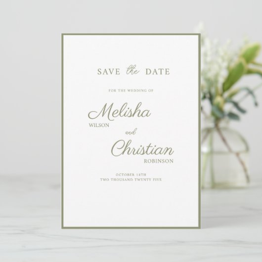 Flat Save The Date kaart voor een bruiloft. (Staand voorkant)