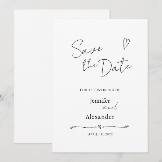 Flat Save The Date kaart voor een bruiloft. (Voorkant / Achterkant)