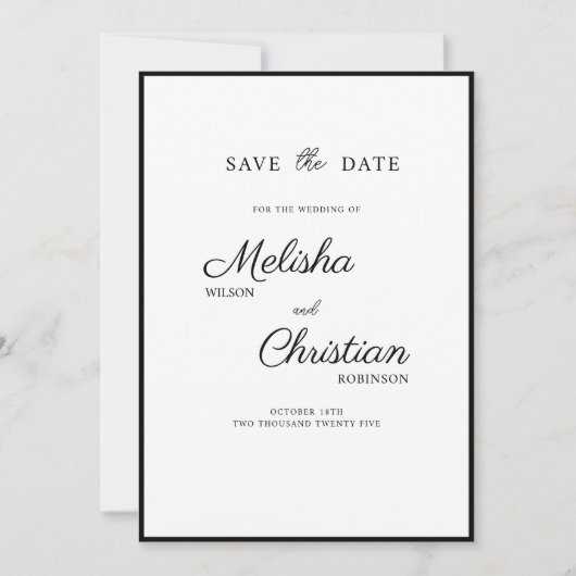 Flat Save The Date kaart voor een bruiloft. (Voorkant)