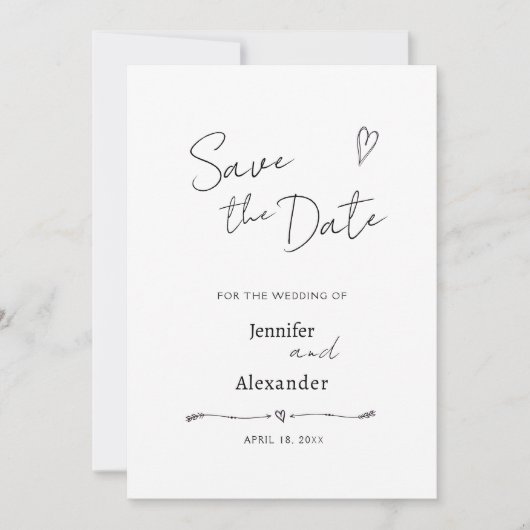 Flat Save The Date kaart voor een bruiloft. (Voorkant)