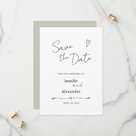 Flat Save The Date kaart voor een bruiloft. (Voorkant / Achterkant in situ)