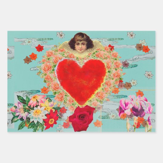 FLAT SHEET CADEAUVERPAKKING RETRO VALENTIJNSDAG ON INPAKPAPIER VEL (Voorkant 3)