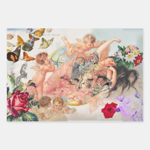 FLAT SHEET CADEAUVERPAKKING RETRO VALENTIJNSDAG ON INPAKPAPIER VEL