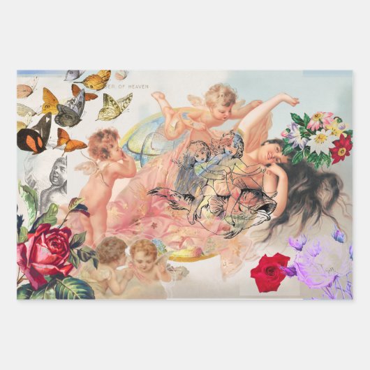 FLAT SHEET CADEAUVERPAKKING RETRO VALENTIJNSDAG ON INPAKPAPIER VEL (Voorkant)