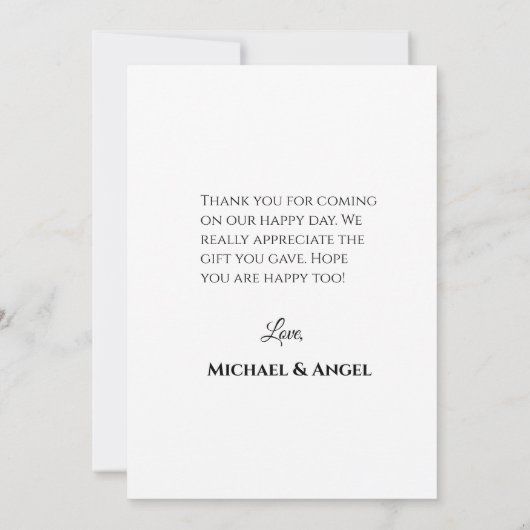 Flat Simple Weduwfoto Hartelijk dank Bedankkaart (Achterkant)