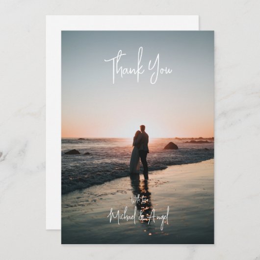 Flat Simple Weduwfoto Hartelijk dank Bedankkaart (Voorkant / Achterkant)