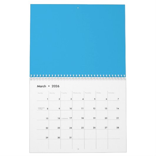 Flat Sky Blue Background – Wedding Texture Kalender (Mar 2026)