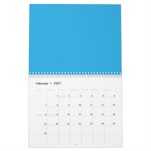 Flat Sky Blue Background – Wedding Texture Kalender (Feb 2027)