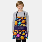 Flat Smile Circles Sinaasappel Blauw Retro Patroon Schort (Gedragen)