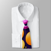 Flat Smile Circles Sinaasappel Blauw Retro Patroon Stropdas (Gebonden)