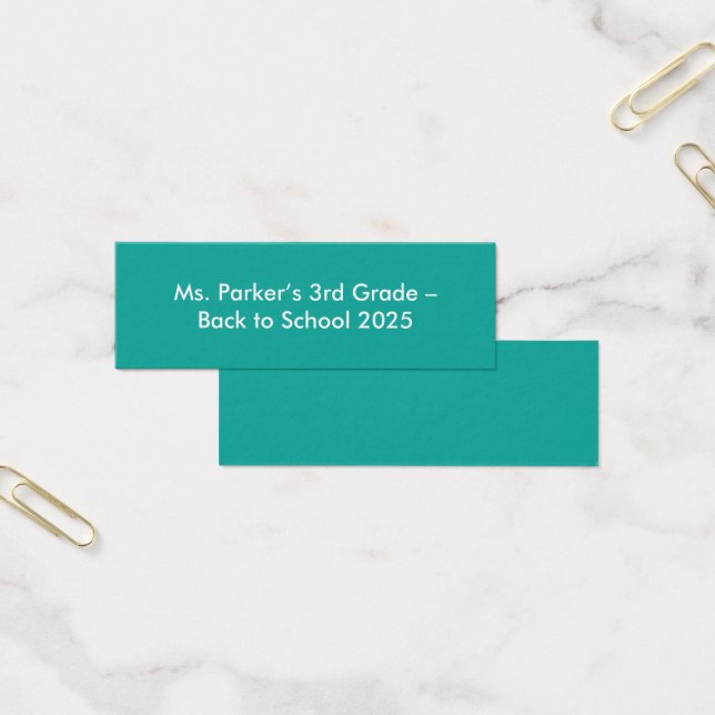 Flat Teal Background – Back-to-School Texture Mini Visitekaartjes (Kantoor)